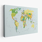 Harita Sepeti Dünya Haritası Dekoratif Kanvas Tablo 1041