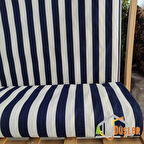 Lacivert Beyaz Şeritli Çizgili Desenli Su ve Leke İtici Panama Keteni Küçükçalık Premier Duck Kumaş Bezi 100x180