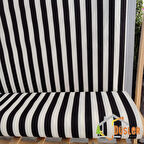 Siyah Beyaz Şeritli Çizgili Desenli Su ve Leke İtici Panama Keteni Küçükçalık Premier Duck Kumaş Bezi 100x180