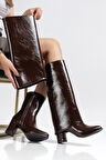 Wila Kahverengi Parlak Topuklu Tak Çıkar Çizme