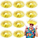 Tropikal Parti Sarı Hasır Hawaii Şapkası 