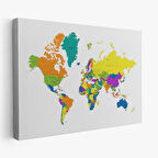 Harita Sepeti Dünya Haritası Detaylı Dekoratif Kanvas Tablo 1054