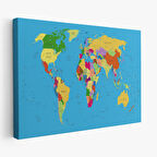 Harita Sepeti Dünya Haritası Detaylı Dekoratif Kanvas Tablo 1058