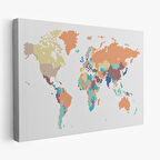 Harita Sepeti Dünya Haritası Dekoratif Kanvas Tablo 1061