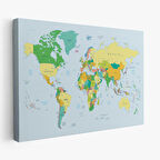 Harita Sepeti Dünya Haritası Meridyenli Dekoratif Kanvas Tablo 1065