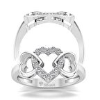 0,07 Karat Pırlanta Kalplı Yüzük