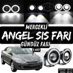 Renault Fluence 2009-2016 Uyumlu Üniversal Mercekli Angel Sis Farı Metal Su Geçirmez 76 mm Beyaz Halkalı Gündüz Farı Angel Eyes 2 Adet