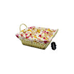 KARE RENKLİ BEZLİ HASIR EKMEK SEPETİ 