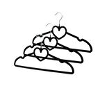 3PCS SİYAH KADİFE KAPLI - KALPLİ PLASTİK ASKI METAL UÇLU  