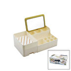 AYNALI BAMBU - ÇEKMECELİ MAKYAJ - TAKI ORGANİZER SERT PLASTİK 13 BÖLMELİ 28.5X17.5X9.5CM  