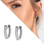 Tesbihane Starlight Diamond Zirkon Taşlı Mikro Halka Tasarım 925 Ayar Gümüş Küpe