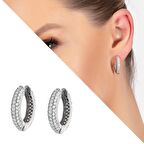 Tesbihane Starlight Diamond Zirkon Taşlı Maxi Halka Tasarım 925 Ayar Gümüş Küpe