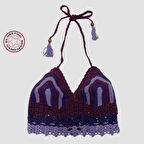 Uretti - ASLI 5776 - 4998 El Yapımı Mor Crop Top