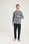 Kocabey 9225 Erkek V.Yaka Boydan Düğmeli Pijama Takım