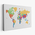 Harita Sepeti Dünya Haritası Dekoratif Kanvas Tablo 1071