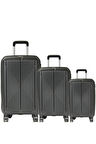 GRND 10728 PP CARMILLA- Büyük + Orta + Kabin Boy Valiz / Bavul Seti - Siyah