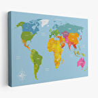 Harita Sepeti Dünya Haritası Dekoratif Kanvas Tablo 1072