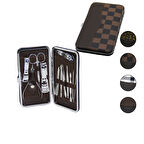 12 PCS - GÜMÜŞ MANİKÜR - PEDİKÜR SETİ RENKLİ DESENLİ - CÜZDAN MODELİ ÇANTALI (5224)