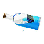 MAVİ SU - ADALI  YUVARLAK MİKA ŞİŞE=YAN DURUŞ AYAKLI YÜZEN BATMAYAN GEMİ DEKORATİF BİBLO AKVARYUM 6X16CM (5224)