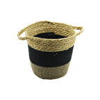 2IN1=İP ÖRGÜLÜ - HASIRÇİFT KULPLU SEPET - ORGANİZER Ç-TABAN:17CM--AĞIZ:24CM - Y: 22CM (5224)