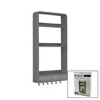GRİ YAPIŞKANLI DUVAR ORGANİZERİ PLASTİK 3 RAF=14CM-19CM-30CM - 2 ÇEKMECE=40CM - 6 ASKI 19 PARÇA (5224)