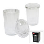 ÇİZGİLİ - CAM BARDAK KAPAKLI - PİPETLİ - ORİGAMİ SİTİLKAHVE - SUNUM - MEŞRUBAT (5224)