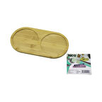 2 BÖLMELİ OVAL AHŞAP BAMBU YAĞDANLIK ALTLIK MİNİ TEPSİ 12 X 23.4 X 0.8CM (5224)