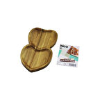 AKASYA KALPLİ  2 BÖLMELİ  AHŞAP SERVİS SUNUM TEPSİ - TAHTASI  25 X 14 X 1.4CM (5224)