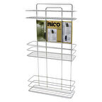 3 KATLI - DİKDÖRTGEN   KROM   METAL  BANYO KÖŞELİK - DUŞKABİN RAF - ŞAMPUANLIK (5224)