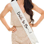 Beyaz Üzeri Gümüş İtalik Alyanslı Bride To Be Yazılı Simli Işıltılı Kuşak Kemer 10 cm Genişlik (5224)