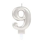 9 Rakam Mum Gümüş Renk (5224)