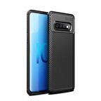 Smcase Samsung Galaxy S10 Kılıf Negro Karbon Silikon 
