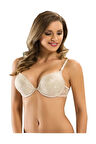 7005 Ekru Dantelli Destekli 2 Beden Büyük Gösteren Sütyen