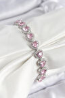 Pirinç Zirkon Taşlı Pembe Kalp Baget Model Gümüş Renk VIP Seri Kadın Bileklik