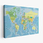 Harita Sepeti Dünya Haritası Dekoratif Kanvas Tablo 1079