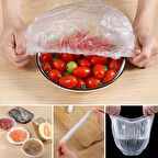 100 Adet Lastikli Tazeliği Koruyan Tencere ve Tabak Bonesi  Esnek Strech Kapak