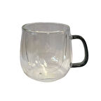 Çift Cidarlı Cam Kupa Gri Renk