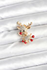 Noel Geyiği Figürlü Yılbaşı Temalı Broş