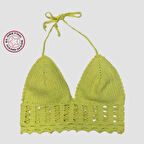 Uretti - ASLI 5776 - El Yapımı Limon Sarısı  Crop Top