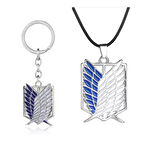 Attack On Titan  2 li  Kolye Ve Anahtarlık Set Hediyelik Şık Aksesuar 