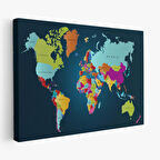 Harita Sepeti Dünya Haritası Dekoratif Kanvas Tablo 1098