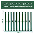 KONAK TEL ÇİT SİSTEMLERİ 10 ADET PANEL ÇİT DİREĞİ 150 CM YEŞİL ASKESUARLAR DAHİL