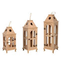 Ahşap Mdf Boyanabilir Dekoratif Fener Şamdan Mumluk( 3' Lü Set )