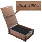 Tesbihane Özel Mesaj Yazılı Kahverengi Ahşap Hediye Takı Seti Kutusu (M-1)