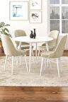 Rovena Vilza Beyaz Yuvarlak Yemek Odası Takımı 4 Sandalye