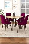 Rovena Vilza Meşe Yuvarlak Yemek Odası Takımı 4 Sandalye