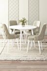 Rovena Zümra Beyaz Yuvarlak Yemek Odası Takımı 4 Sandalye