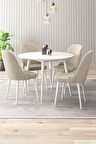 Rovena Violet Beyaz Yuvarlak Yemek Odası Takımı 4 Sandalye