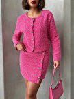 Ceketli etek takım chl kumaş fuşya h24443