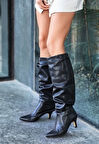 Zelya Siyah Cilt Topuklu Çizme